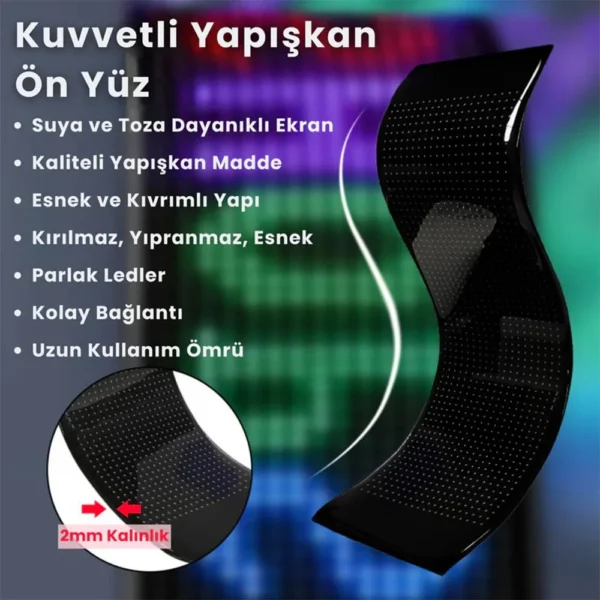 Kişiselleştirilebilir Matrix Car LED Ekran (37x9cm) - Görsel 4