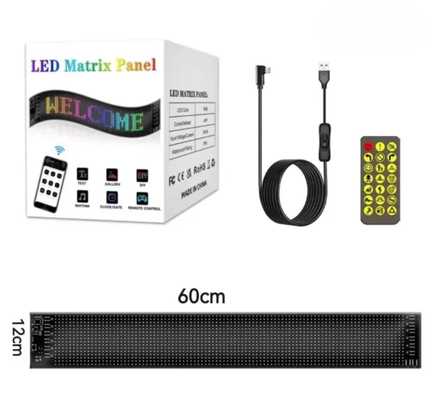 Kişiselleştirilebilir Matrix Car LED Ekran (60x12cm) - Görsel 6