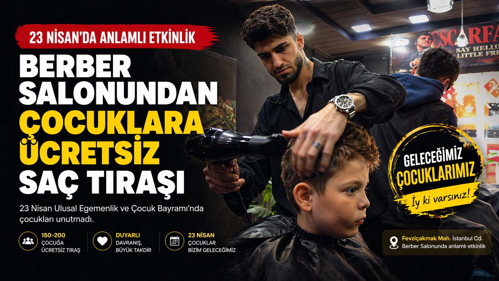 Yalovalı Berberden 23 Nisan’da Çocuklara Ücretsiz Tıraş Jesti