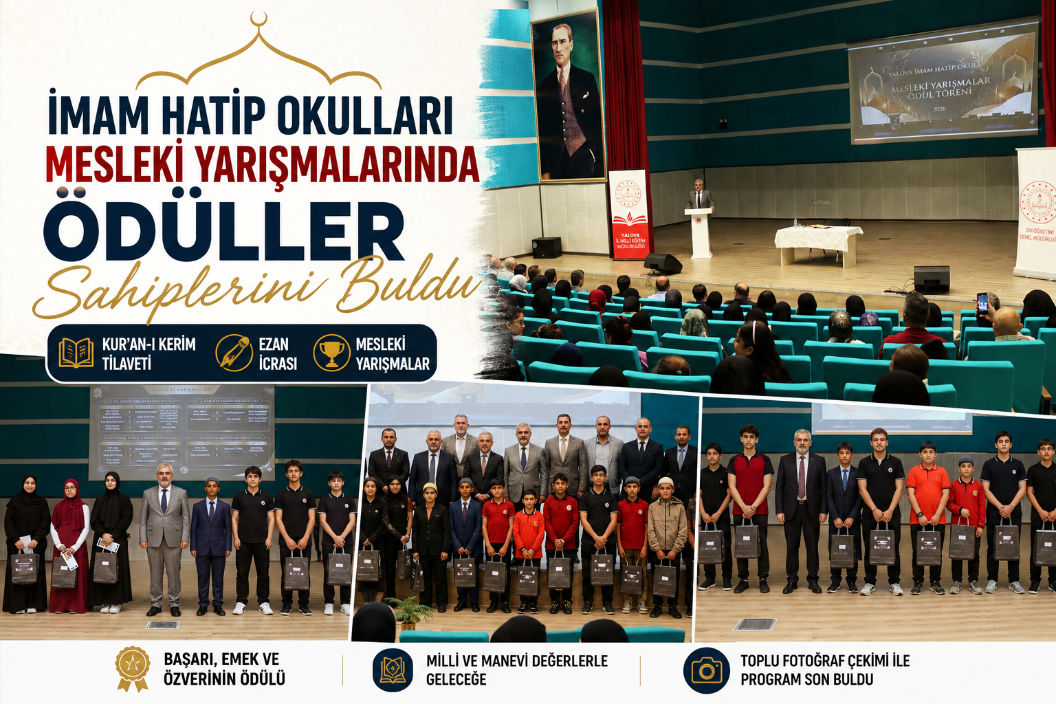 Yalova’da İmam Hatip Okulları Mesleki Yarışmalarının Ödül Töreni Gerçekleştirildi