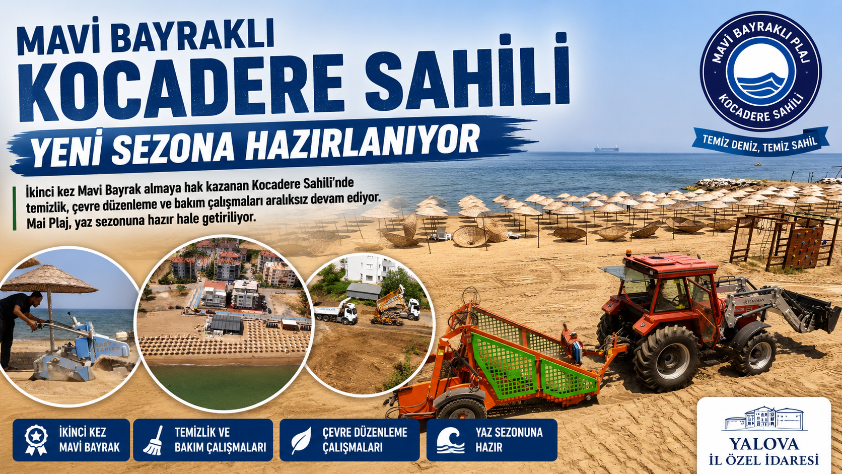 Mavi Bayraklı Kocadere Sahili Yaz Sezonuna Hazırlanıyor