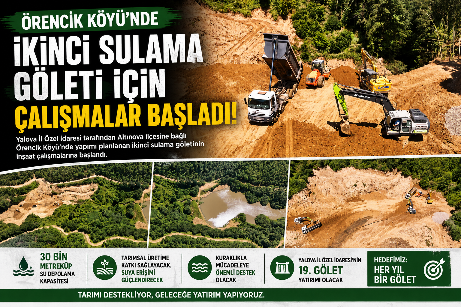 Örencik Köyü’nde İkinci Sulama Göleti Çalışmaları Başladı