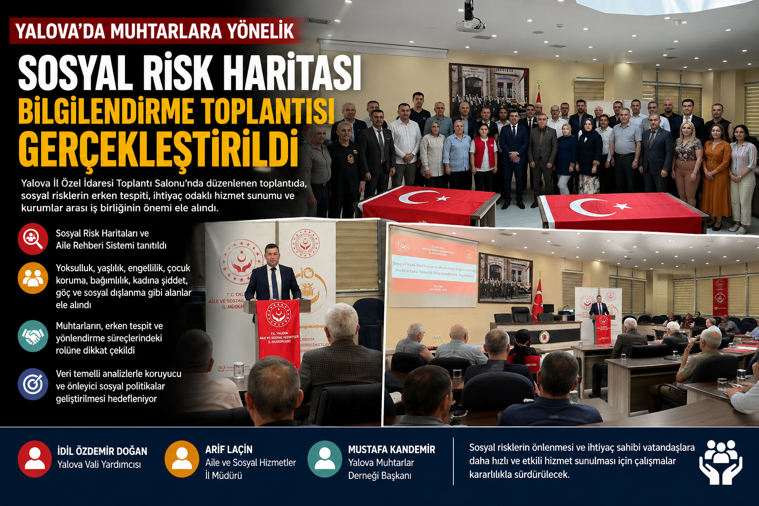 Yalova’da Muhtarlara Sosyal Risk Haritası Eğitimi Verildi