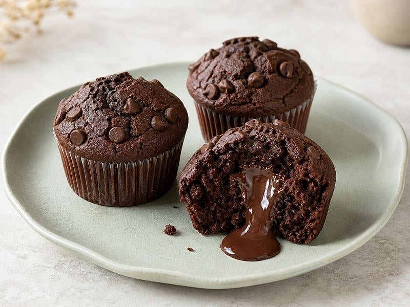 İçi Akışkan Çikolata Dolgulu Muffin Tarifi