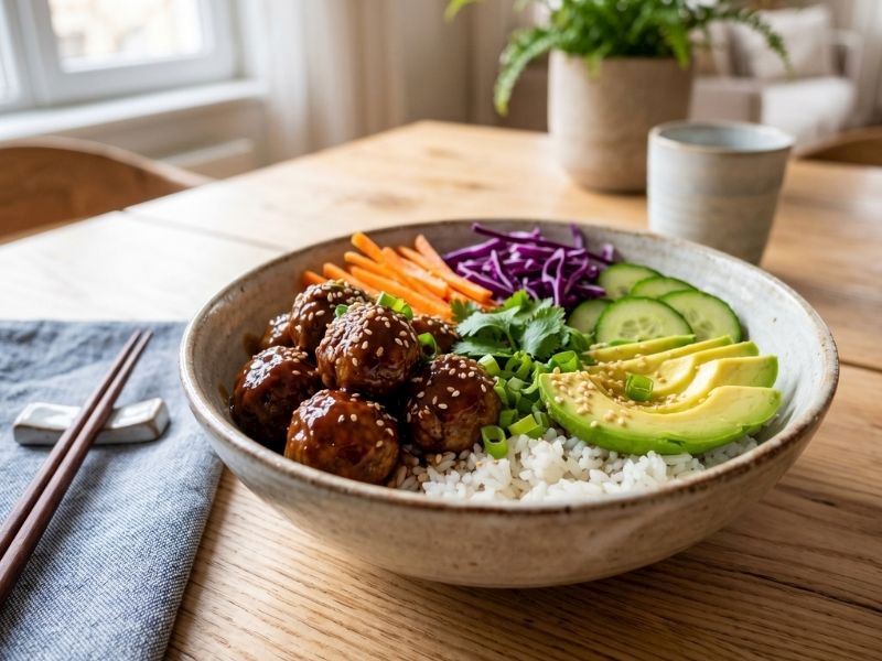 Tek Kasede Doyuran Teriyaki Köfte Bowl