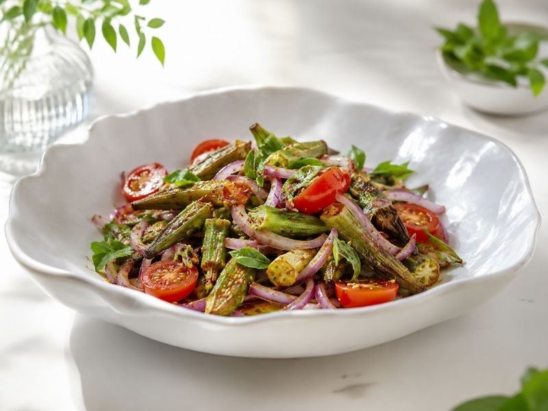 Fırında Çıtır Bamya Salatası Tarifi