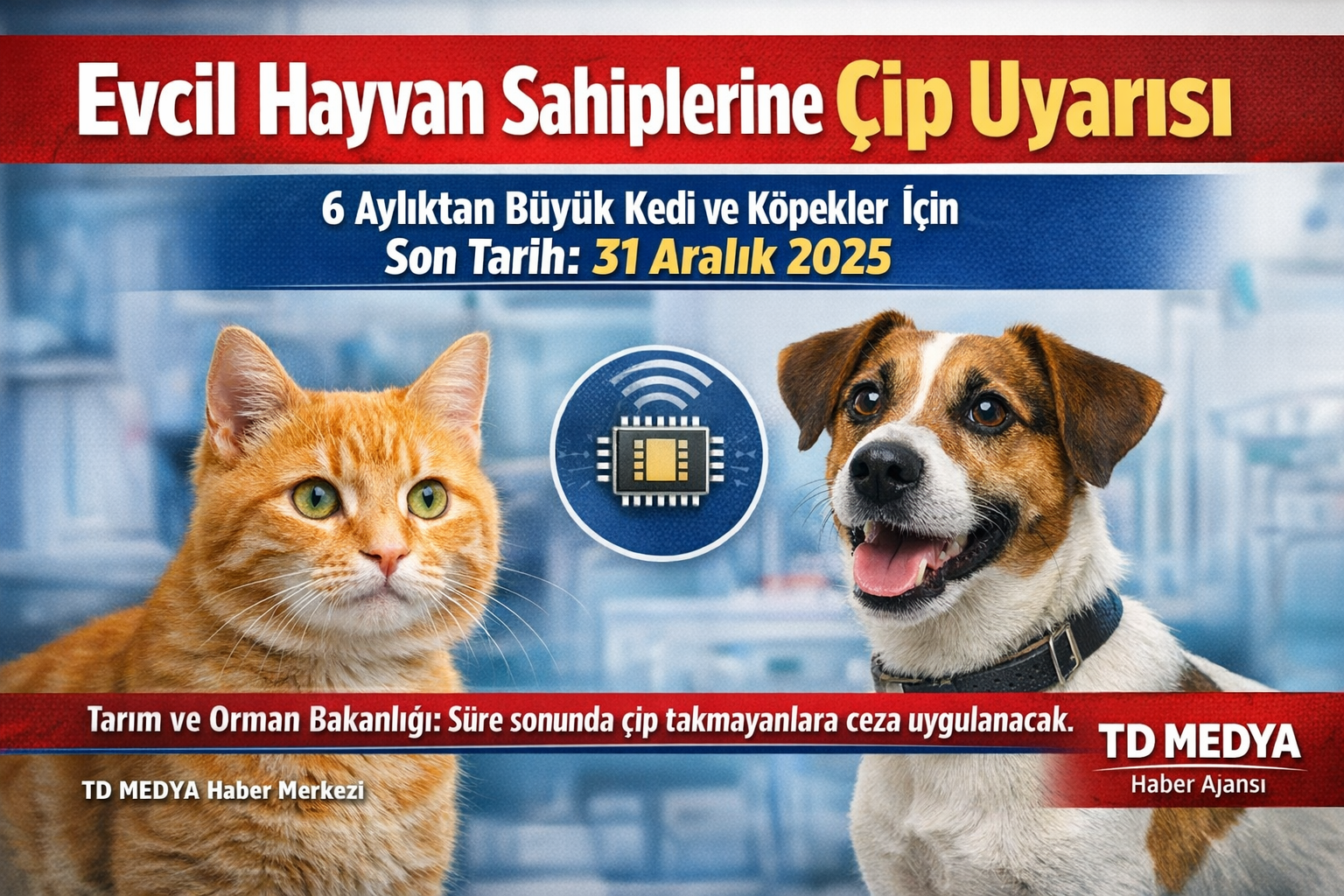 Evcil Hayvan Sahiplerine Çip Uyarısı: Süre 31 Aralık 2025’te Sona Eriyor