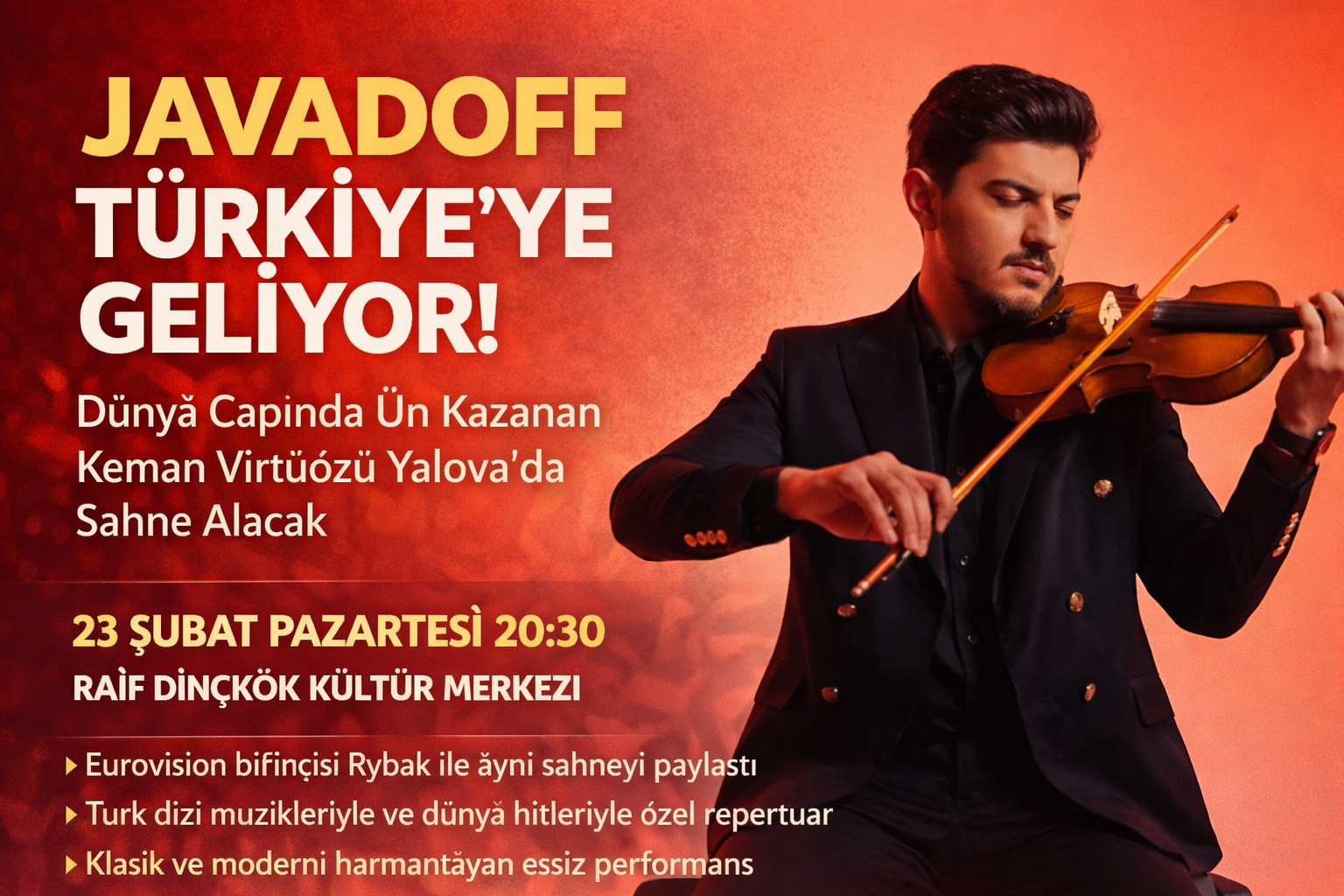 Dünyaca Ünlü Keman Virtüözü Javadoff Yalova’ya Geliyor