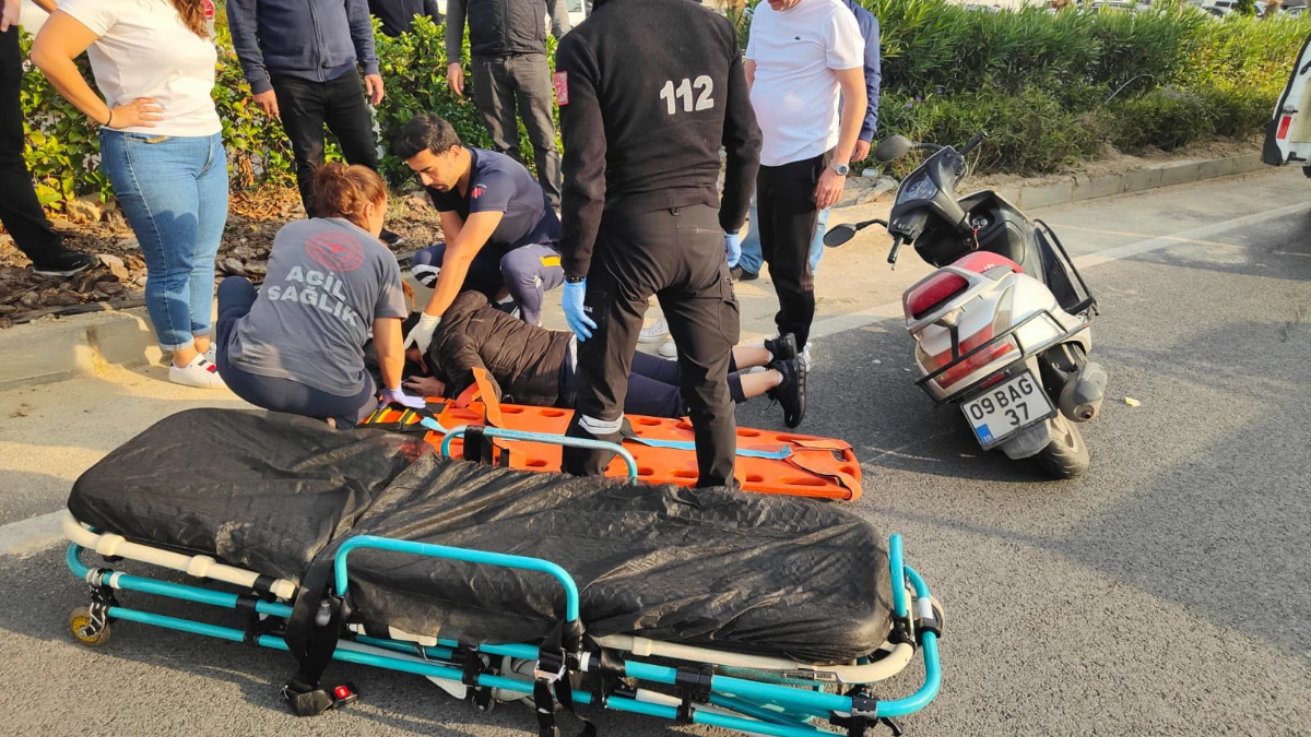 Aydın’da yolun karşısına geçmek isteyen kadına motosiklet çarptı