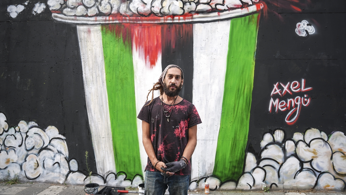 Mural sanatçısından Gazze’ye destek: Dünya İzlerken